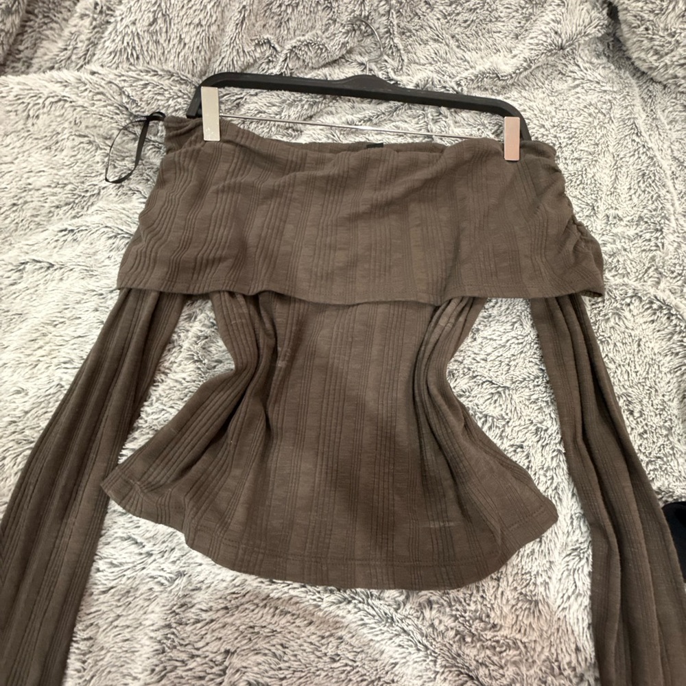 Brown Off-Shoulder Top